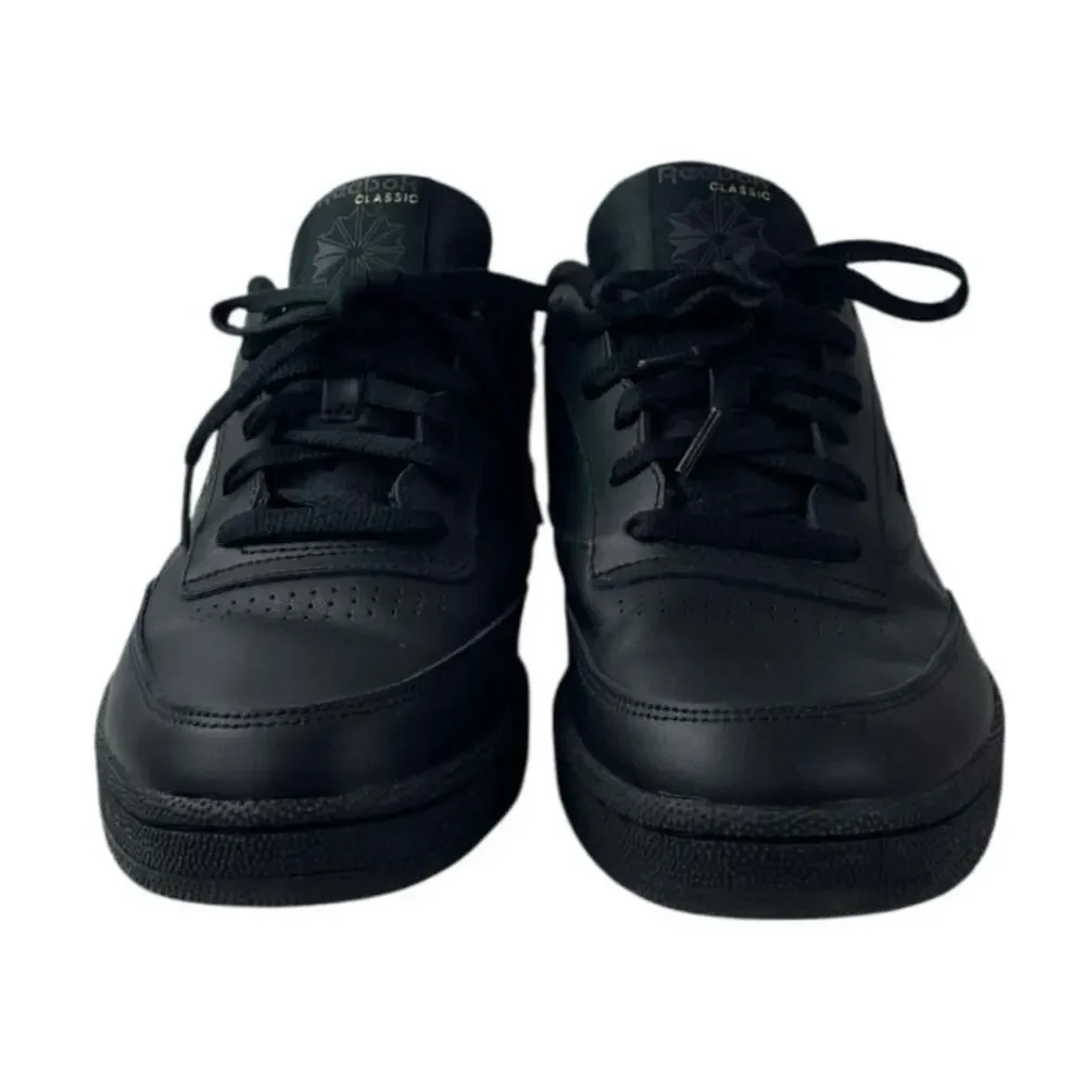 Reebok Club C Men's Black Leather Lace Up Low Top Athletic Sneakers Shoes 11.5